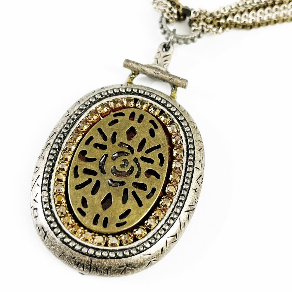 Chico's Cut-Out Rose Medallion Pendant Necklace